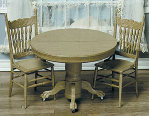 Round Oak Table and Chairs Chrysnbon Kit #F-270 Heritage in Miniatures 1/12th Styrene Model