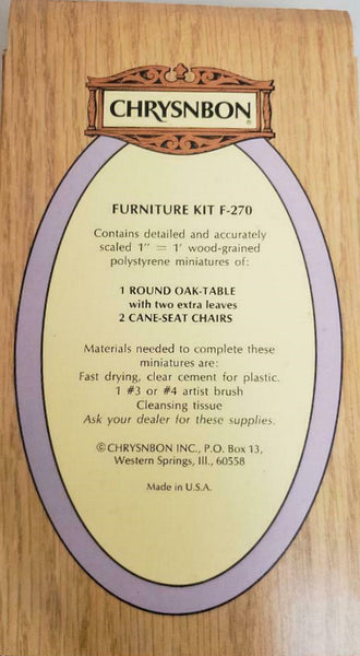 Round Oak Table and Chairs Chrysnbon Kit #F-270 Heritage in Miniatures 1/12th Styrene Model