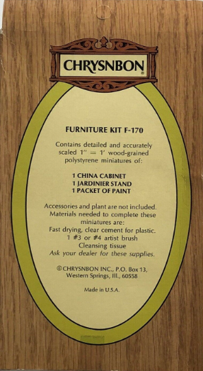 Chrysnbon China Cabinet Kit #F-170 Heritage in Miniatures 1/12th Styrene Model