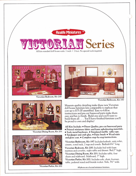 Realife Miniature Furniture Kit # 200 Victorian Series Bedroom DIY Dollhouse by Scientific Models Miniatures