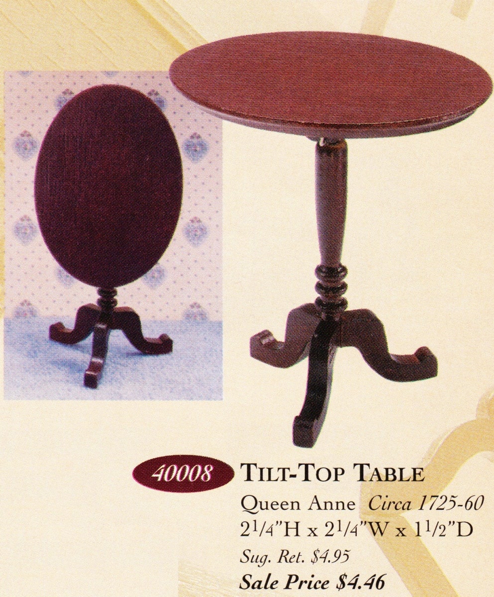 House of Miniatures Furniture Kit #40008 X-Acto Queen Anne Tilt-Top Ta ...
