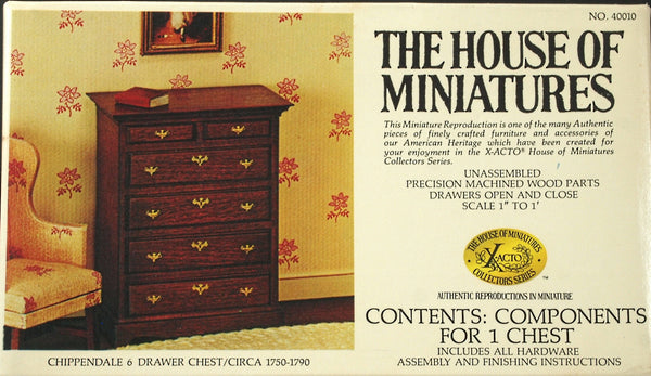 House of Miniatures Furniture Kit #40010 X-Acto Chippendale Six-Drawer Chest XActo Dollhouse Mini Miniature Miniture 40010