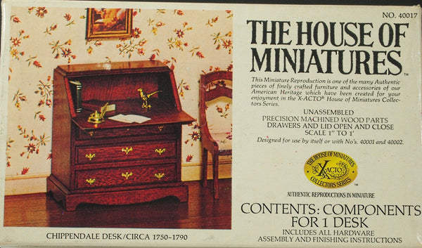 House of Miniatures Furniture Kit #40017 X-Acto Chippendale Desk XActo Dollhouse Mini Miniature Miniture 40017