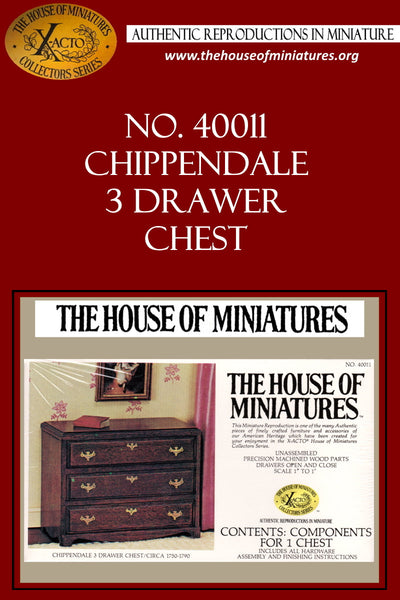 House of Miniatures Furniture Kit #40011 X-Acto Chippendale 3-Drawer Chest XActo Dollhouse Mini Miniature Miniture 40011