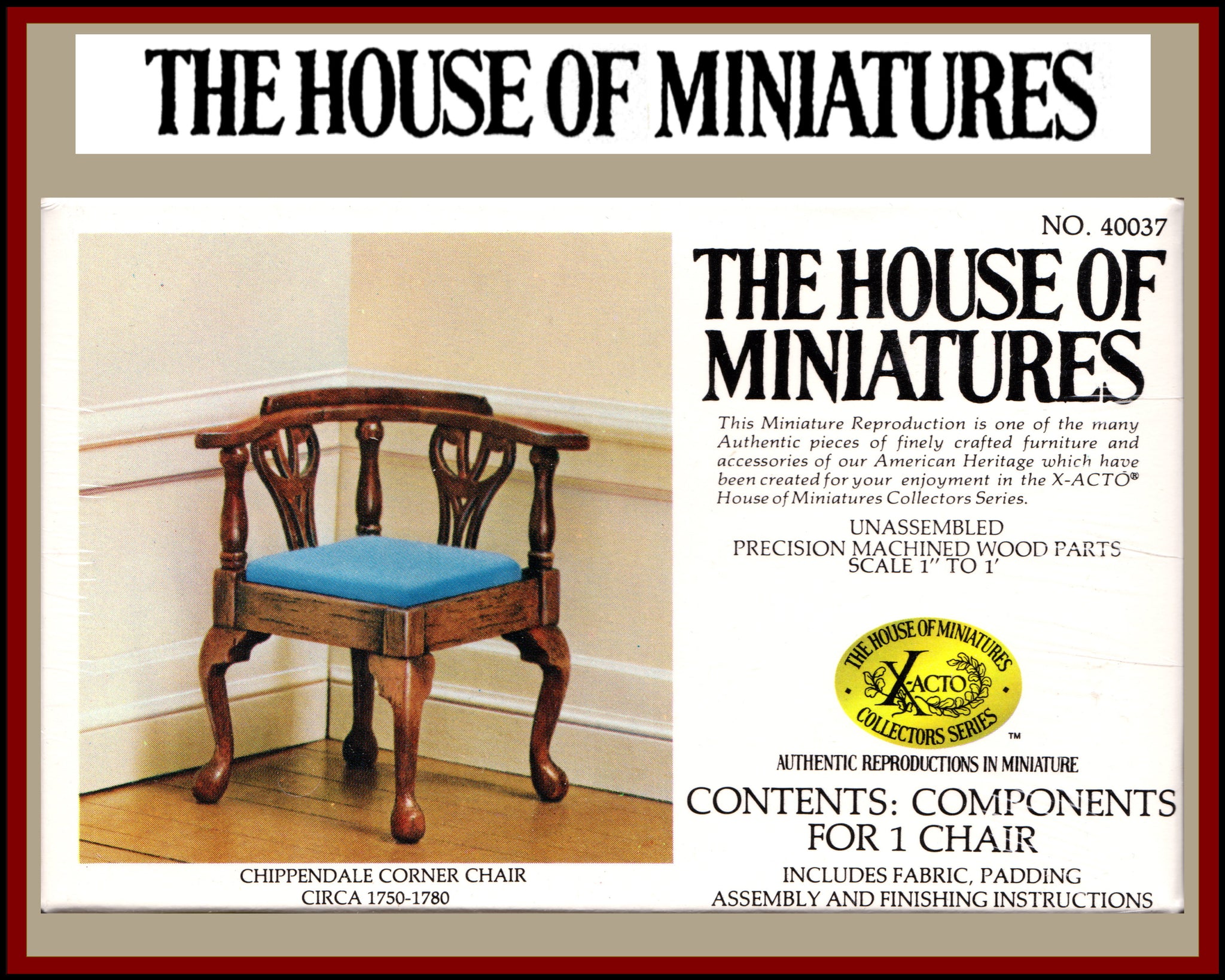 House of Miniatures Furniture Kit #40037 X-Acto Chippendale Corner Chair XActo Dollhouse Mini Miniature Miniture 40037
