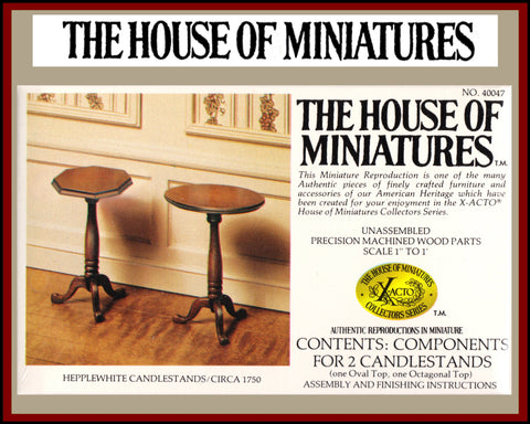 House of Miniatures Furniture Kit #40047 X-Acto Hepplewhite Candle Stands (2) XActo Dollhouse Mini Miniature Miniture 40047