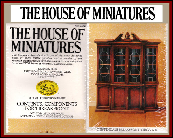 House of Miniatures Furniture Kit #40048 X-Acto Chippendale Breakfront XActo Dollhouse Mini Miniature - FREE Shipping