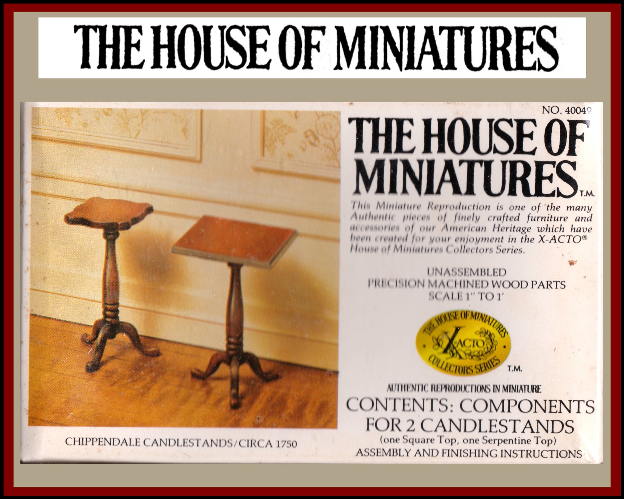 House of Miniatures Furniture Kit #40049 X-Acto Chippendale Candle Stands (2) XActo Dollhouse Mini Miniature Miniture 40049