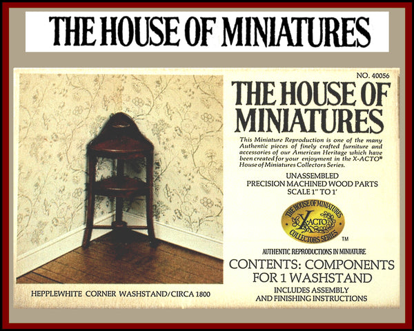 House of Miniatures Furniture Kit #40056 X-Acto Hepplewhite Corner Washstand XActo Dollhouse Mini Miniature Miniture 40056
