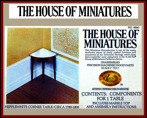 House of Miniatures Furniture Kit #40061 X-Acto Hepplewhite Corner Table XActo Dollhouse Mini Miniature Miniture 40061