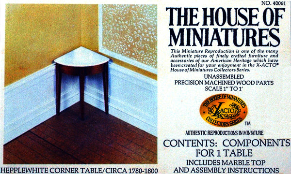 House of Miniatures Furniture Kit #40061 X-Acto Hepplewhite Corner Table XActo Dollhouse Mini Miniature Miniture 40061