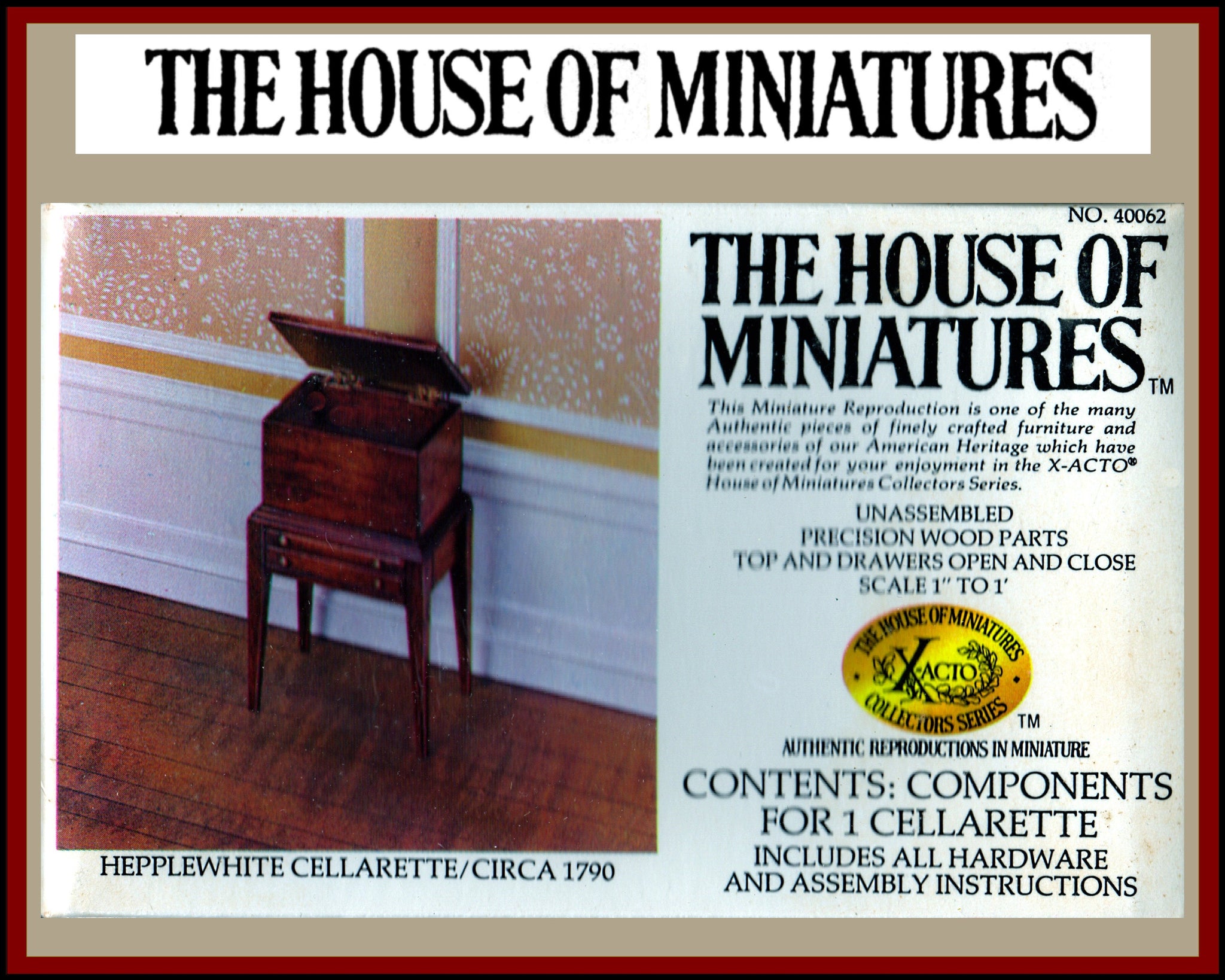 House of Miniatures Furniture Kit #40062 X-Acto Hepplewhite Cellarette XActo Dollhouse Mini Miniature Miniture 40062