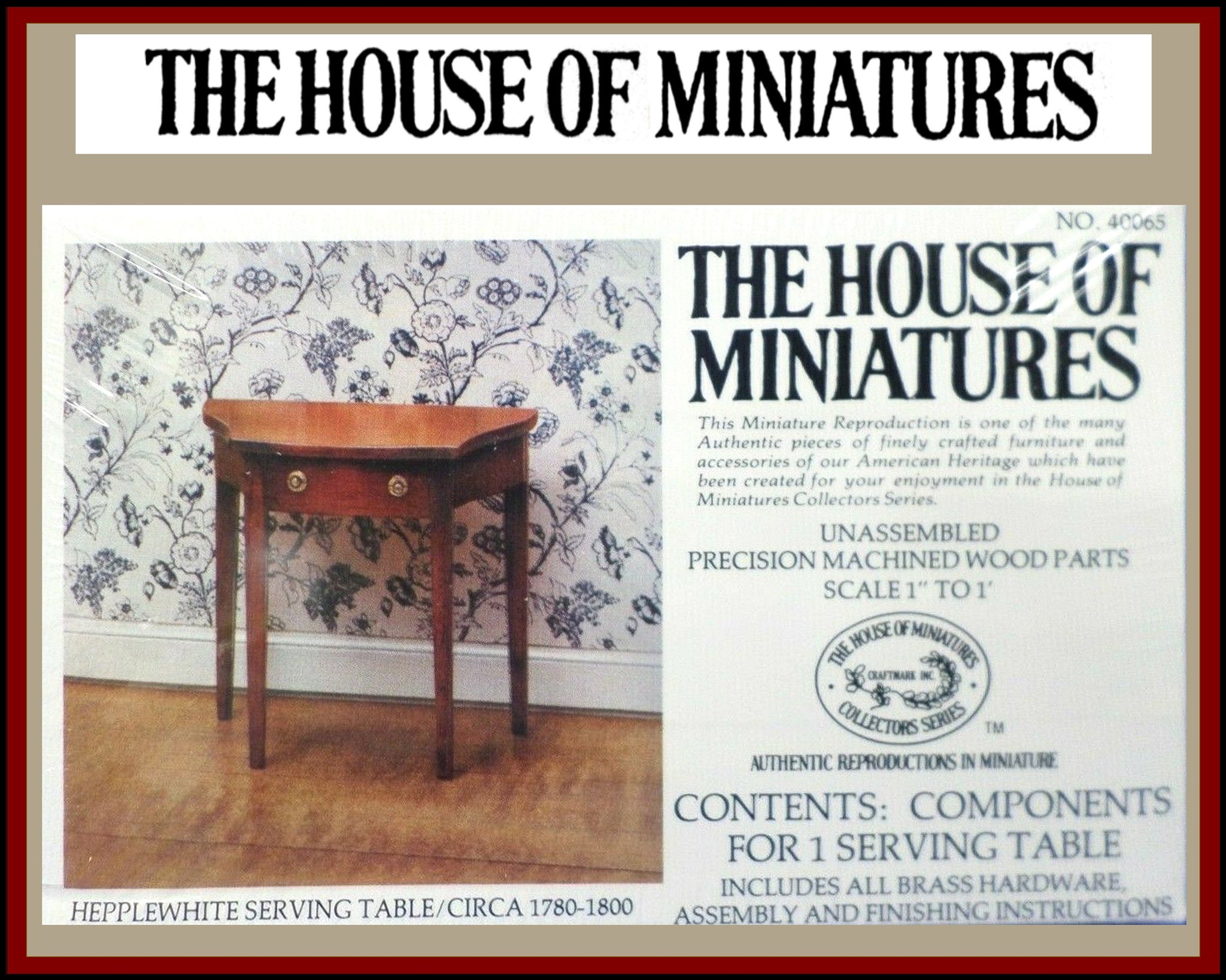 House of Miniatures Furniture Kit #40065 X-Acto Hepplewhite Serving Table XActo Dollhouse Mini Miniature Miniture 40065