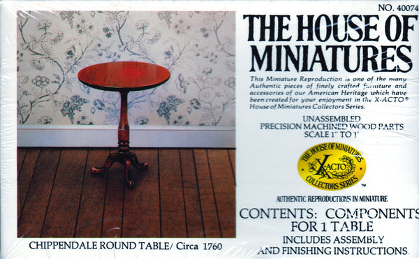 House of Miniatures Furniture Kit #40074 X-Acto Chippendale Round Table XActo Dollhouse Mini Miniature Miniture 40074