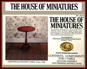 House of Miniatures Furniture Kit #40074 X-Acto Chippendale Round Table XActo Dollhouse Mini Miniature Miniture 40074