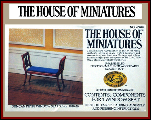 House of Miniatures Furniture Kit #40078 X-Acto Duncan Phyfe Window Seat XActo Dollhouse Mini Miniature Miniture 40078
