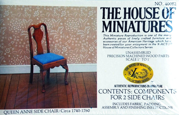House of Miniatures Furniture Kit #40082 X-Acto Queen Anne Side Chair XActo Dollhouse Mini Miniature Miniture 40082