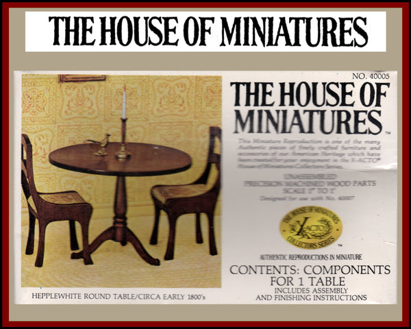 House of Miniatures Furniture Kit #40005 X-Acto Hepplewhite Round Table XActo Dollhouse Mini Miniature Miniture 40005
