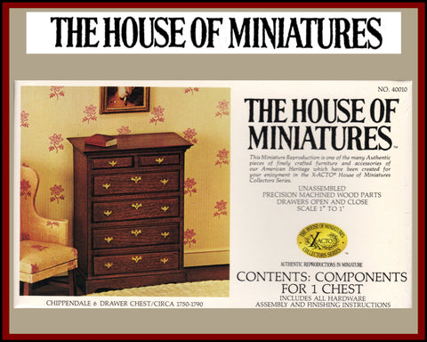 House of Miniatures Furniture Kit #40010 X-Acto Chippendale Six-Drawer Chest XActo Dollhouse Mini Miniature Miniture 40010