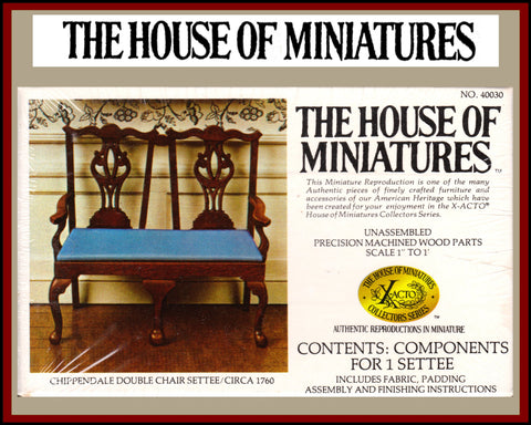 House of Miniatures Furniture Kit #40030 X-Acto Chippendale Double Chair Settee XActo Dollhouse Mini Miniature Miniture 40030