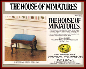 House of Miniatures Furniture Kit #40031 X-Acto Chippendale Bench XActo Dollhouse Mini Miniature Miniture 40031