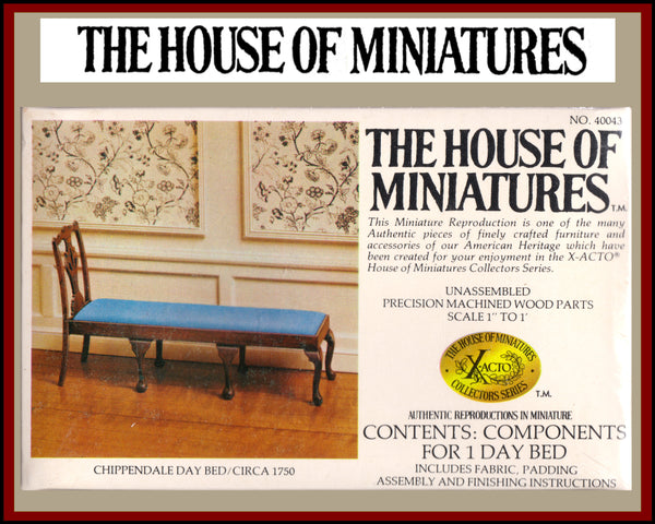 House of Miniatures Furniture Kit #40043 X-Acto Chippendale Day Bed XActo Dollhouse Mini Miniature Miniture 40043