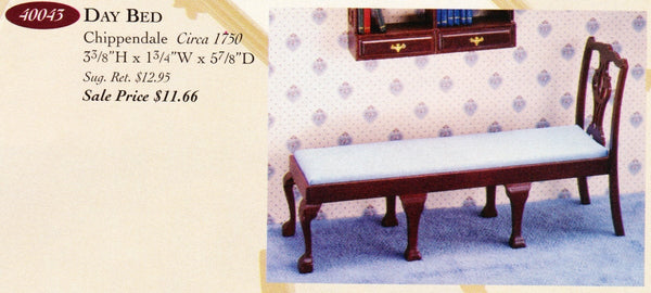 House of Miniatures Furniture Kit #40043 X-Acto Chippendale Day Bed XActo Dollhouse Mini Miniature Miniture 40043