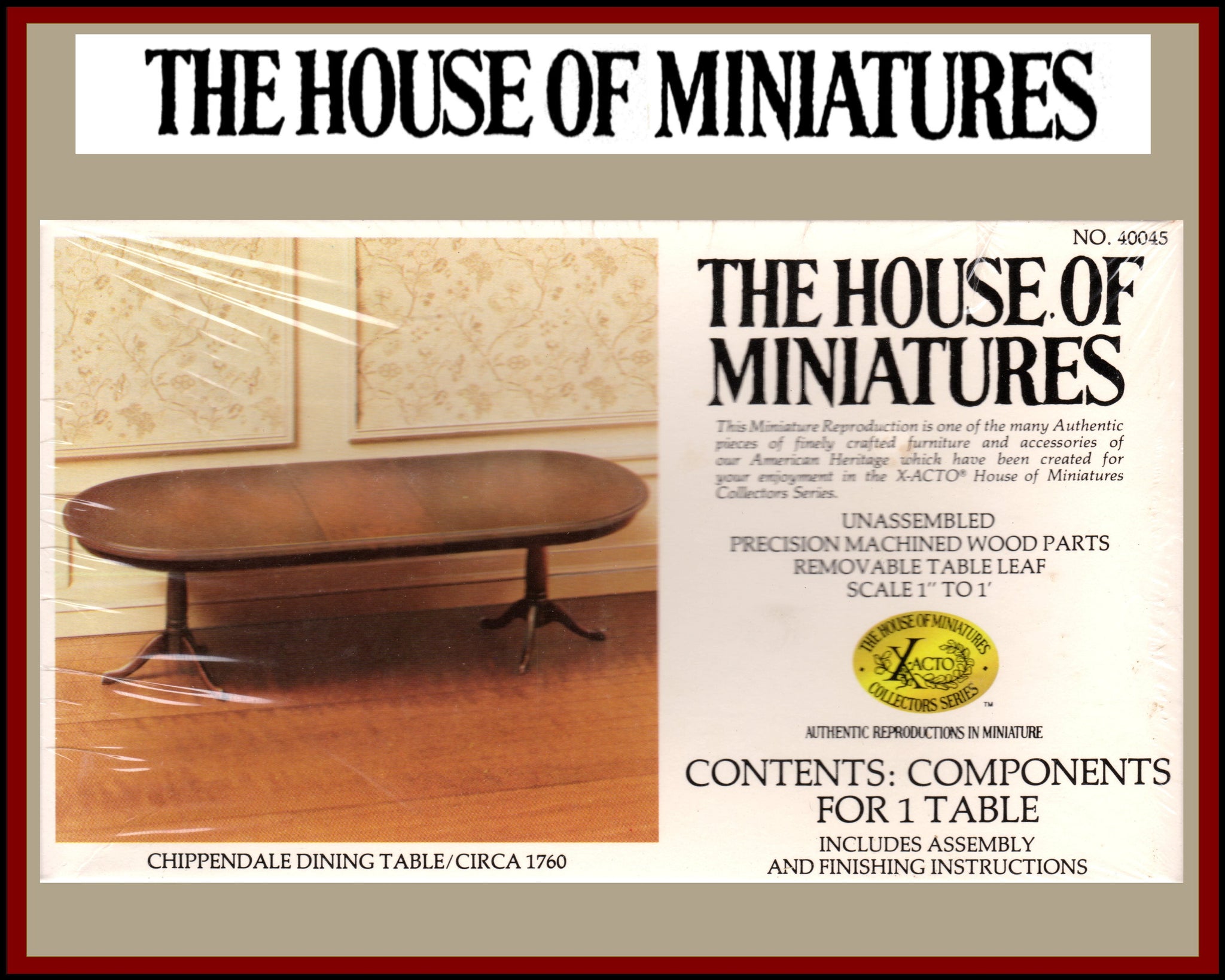 House of Miniatures Furniture Kit #40045 X-Acto Chippendale Dining Table XActo Dollhouse Mini Miniature Miniture