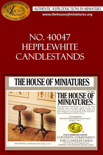 House of Miniatures Furniture Kit #40047 X-Acto Hepplewhite Candle Stands (2) XActo Dollhouse Mini Miniature Miniture 40047