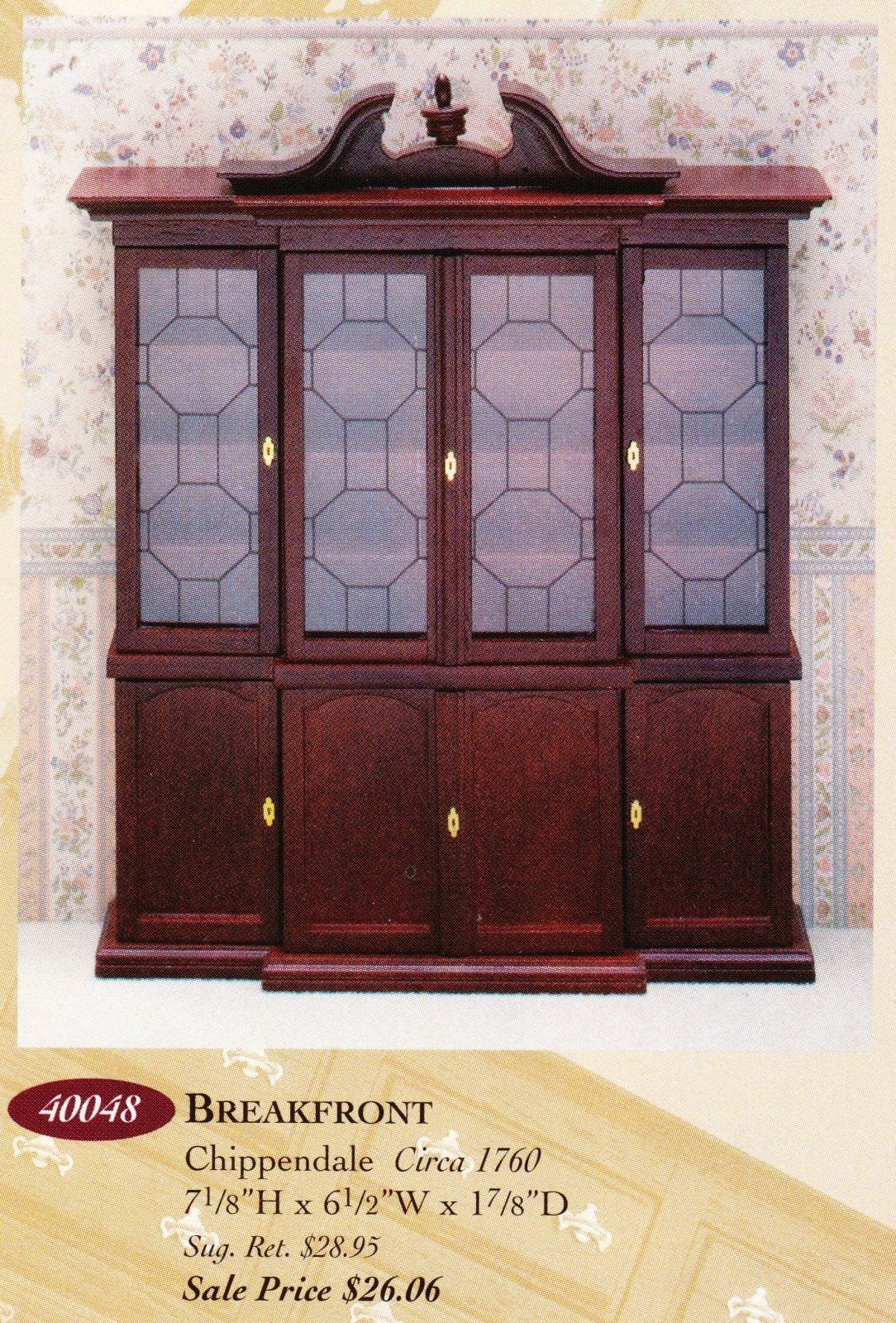 ミニチュアハウス REED & BARTON 陶器製 ４個 House of Miniatures Furniture Kit #40048 X-Acto Chippendale