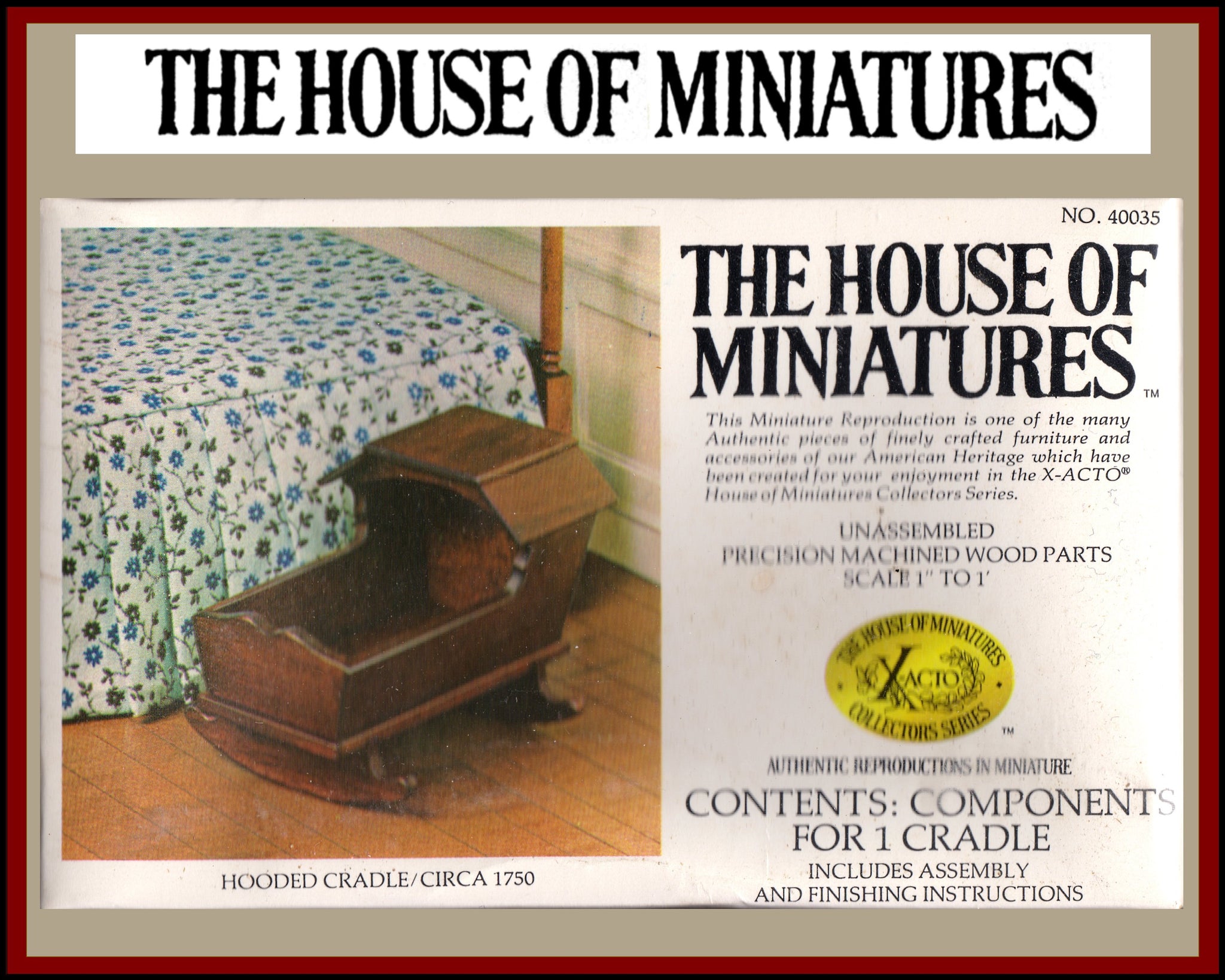House of Miniatures Furniture Kit #40035 X-Acto Hooded Cradle XActo Dollhouse Mini Miniature Miniture 40035