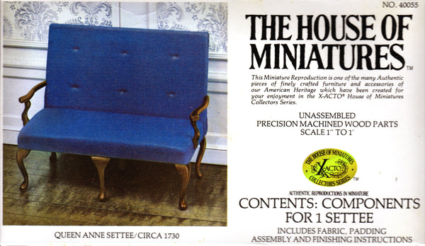 House of Miniatures Furniture Kit #40055 X-Acto Queen Anne Settee XActo Dollhouse Mini Miniature Miniture 40055