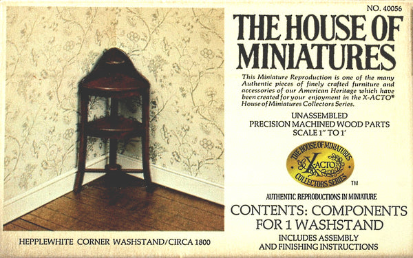 House of Miniatures Furniture Kit #40056 X-Acto Hepplewhite Corner Washstand XActo Dollhouse Mini Miniature Miniture 40056