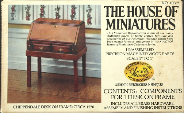 House of Miniatures Furniture Kit #40067 X-Acto Chippendale Desk on Frame XActo Dollhouse Mini Miniature Miniture 40067