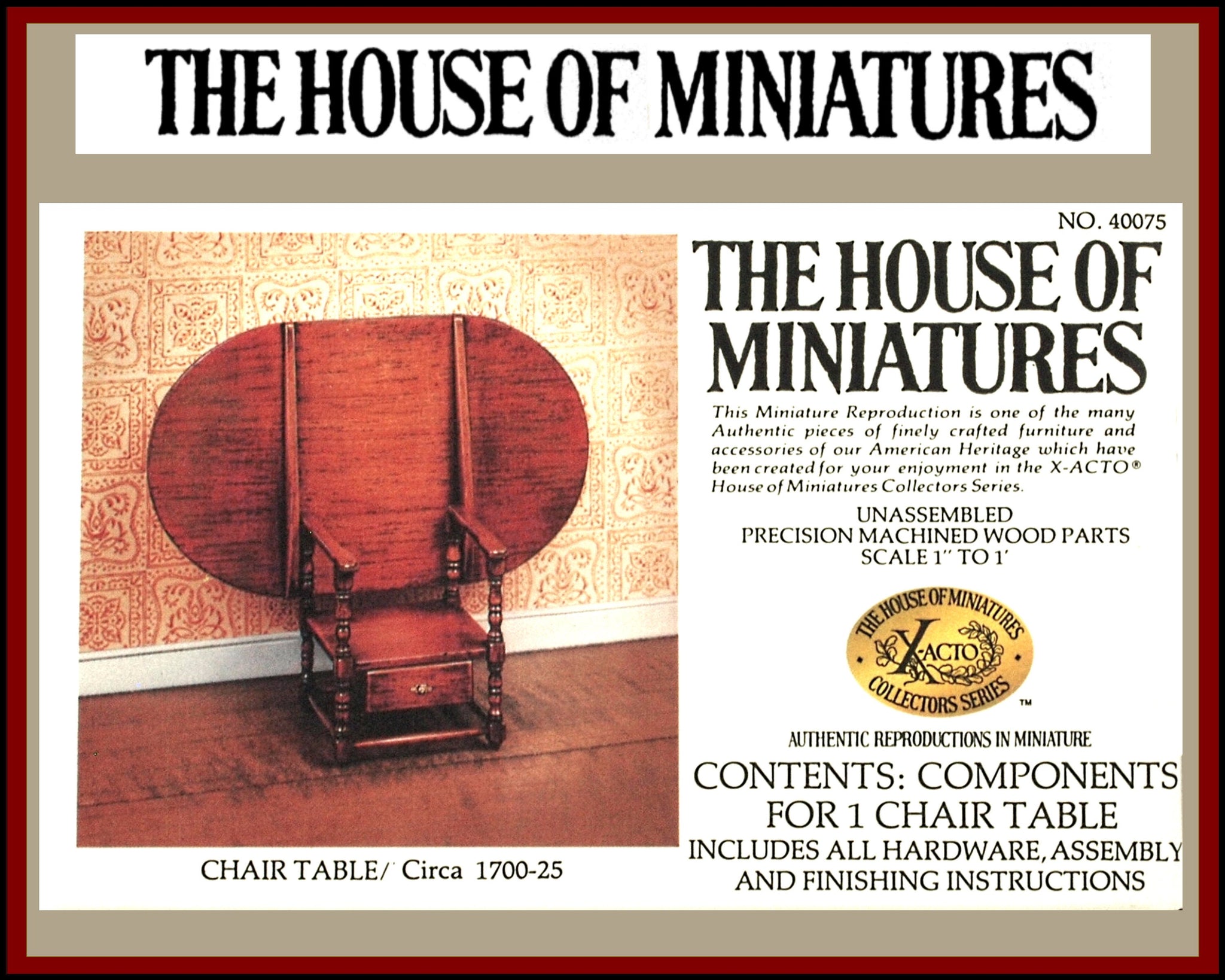 House of Miniatures Furniture Kit #40075 X-Acto New England Chair Table XActo Dollhouse Mini Miniature Miniture 40075