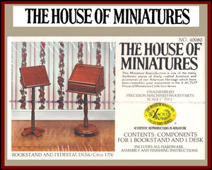 House of Miniatures Furniture Kit #40080 X-Acto Book Stand & Pedestal Desk XActo Dollhouse Mini Miniature Miniture 40080