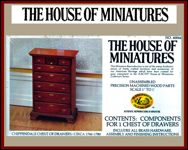 House of Miniatures Furniture Kit #40066 X-Acto Chippendale Chest of Drawers XActo Dollhouse Mini Miniature Miniture 40066
