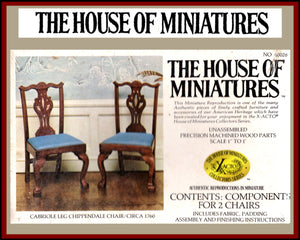 House of Miniatures Furniture Kit #40026 X-Acto Chippendale Cabriole Leg Chair (2) XActo Dollhouse Mini Miniature Miniture 40026