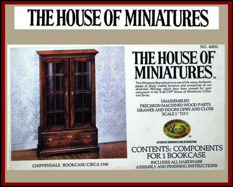 House of Miniatures Furniture Kit #40052 X-Acto Chippendale Bookcase XActo Dollhouse Mini Miniature Miniture 40052