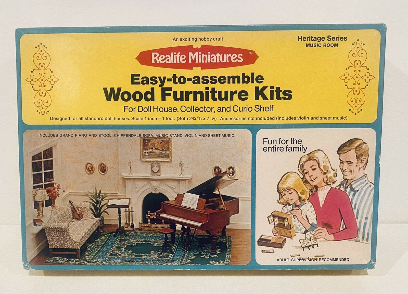 Realife Miniature Furniture Kit # 195 Heritage Series Music Room with Piano DIY Dollhouse by Scientific Models Miniatures