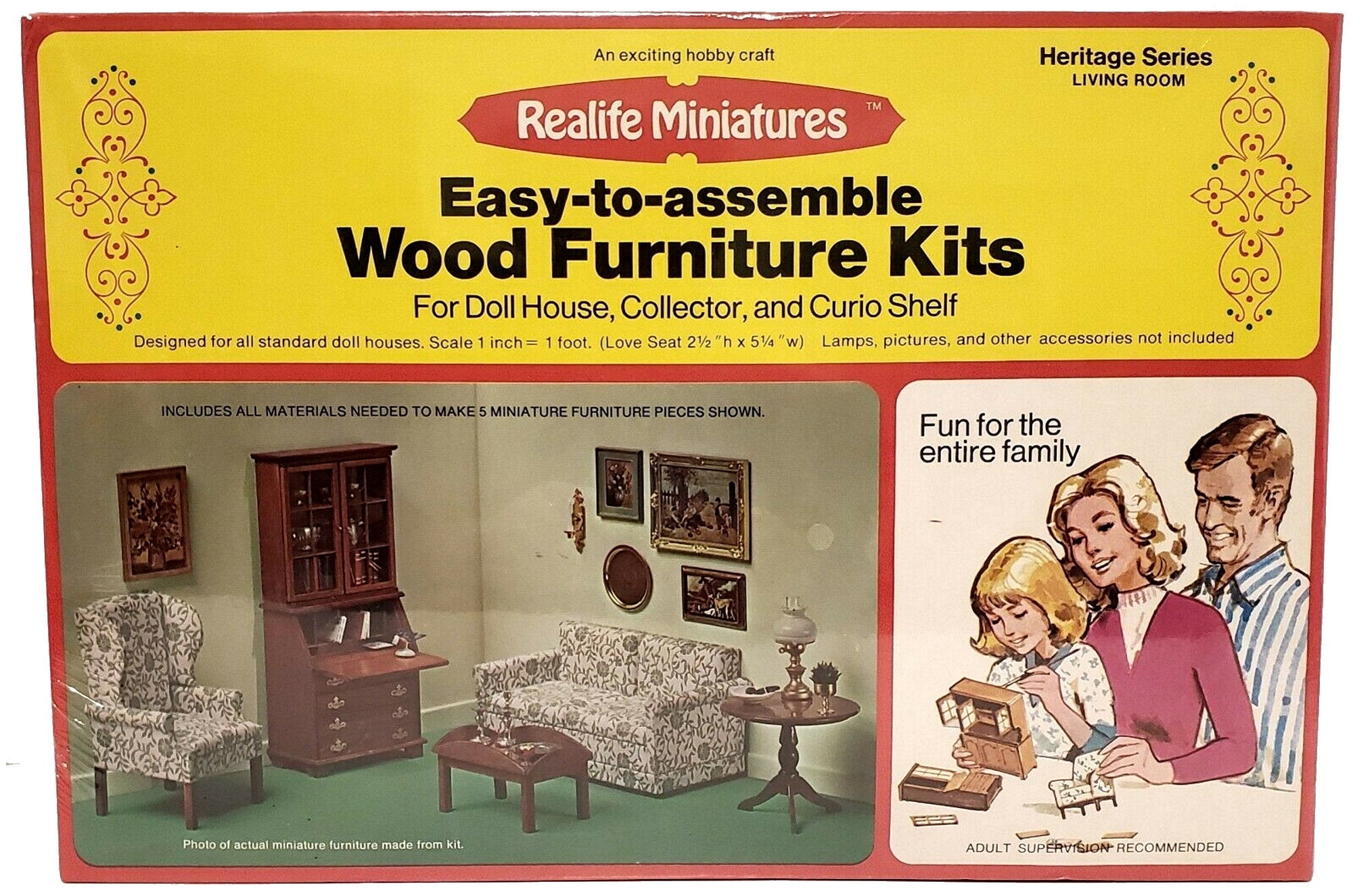 Realife Miniature Furniture Kit # 189 Heritage Series Living Room DIY Dollhouse by Scientific Models Miniatures